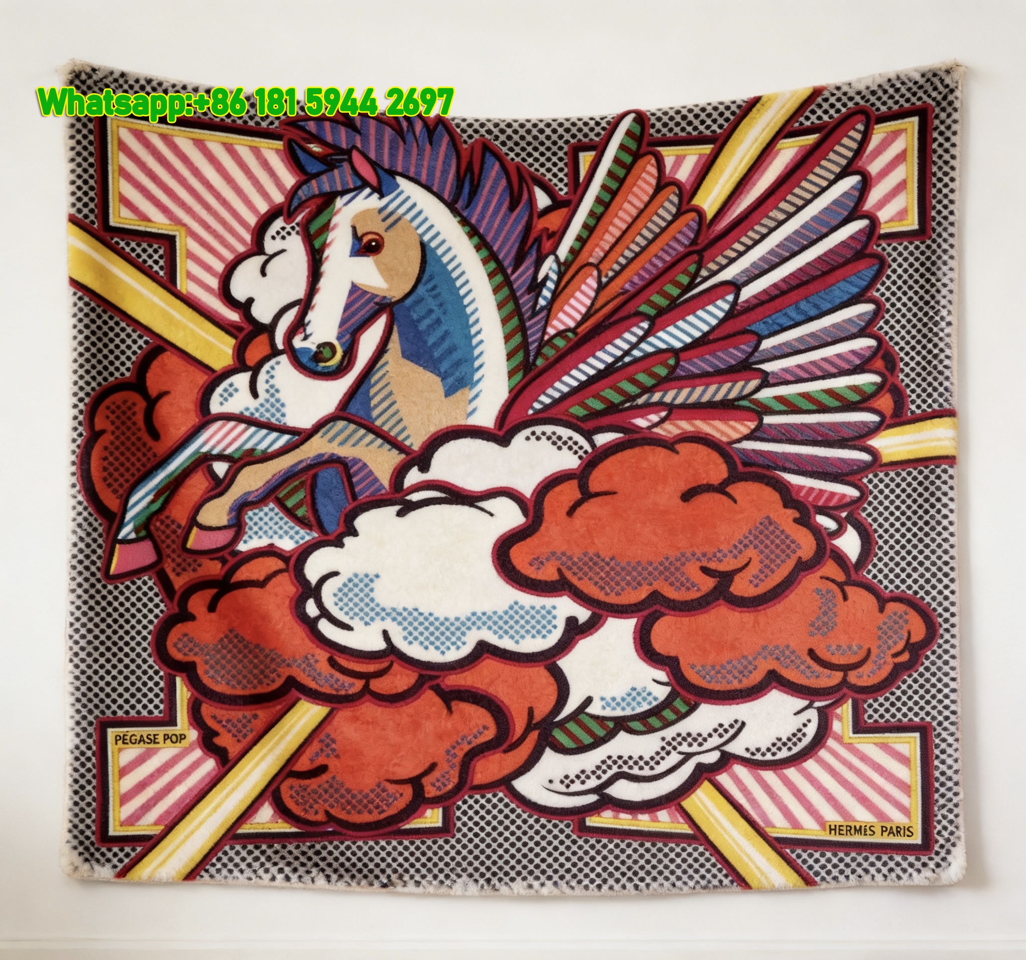 Hermès Pegase Pop Pop Art Flannel Throw Blanket IMG_5395